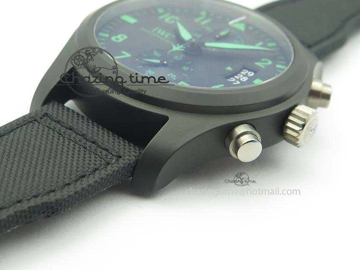 MIROTIME 0128 Pilot Chrono IW388003 Real Ceramic V6F Best Edition Green Markers On Black Nylon Strap A Effortless 7283